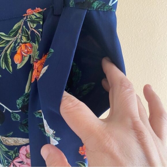 PARKER Pants Woman 2 Malolo Navy Daphne Joggers Silk Floral Mid Rise Pockets - Picture 7 of 16